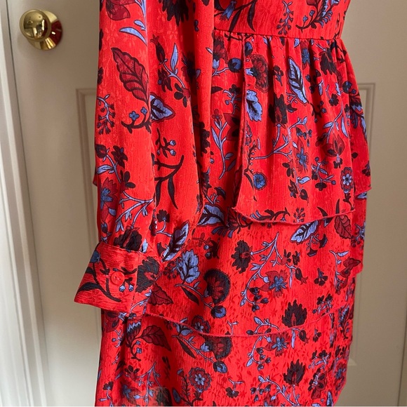 Red Floral Print Zara Long Sleeve Dress - Picture 5 of 7